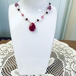 Vintage Pink and Red Beaded Necklace